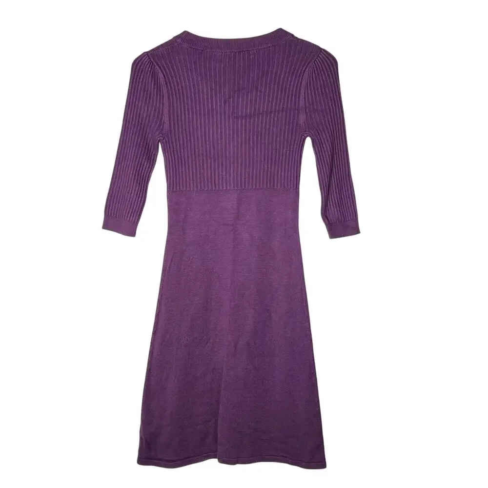 Athleta purple 3/4 sleeve knit A line sweater dress size XS B53 - Picture 4 of 4